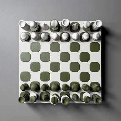 Aerial view of a 3d printed chess board