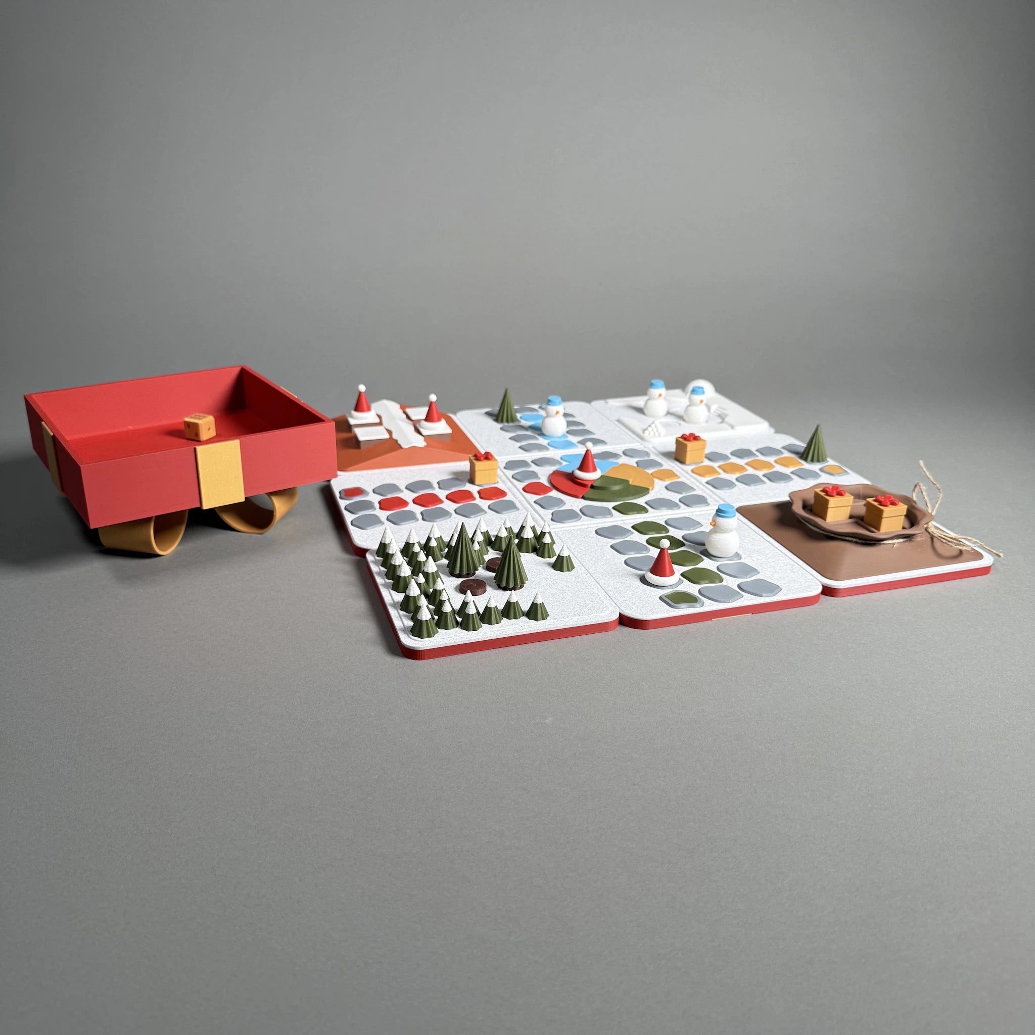 colourful christmas board game on gray background