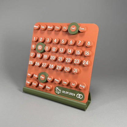 Brown and green calendar with personalization